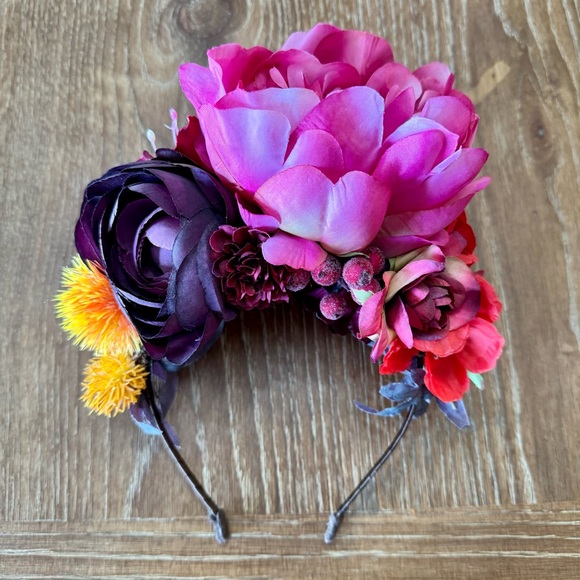 Big & bold handmade silk flower crown / headband - Picture 2 of 8